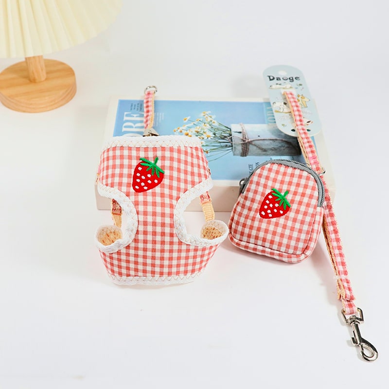 🍓🐾 Arnés para Gato Frutitas con Bolsillo