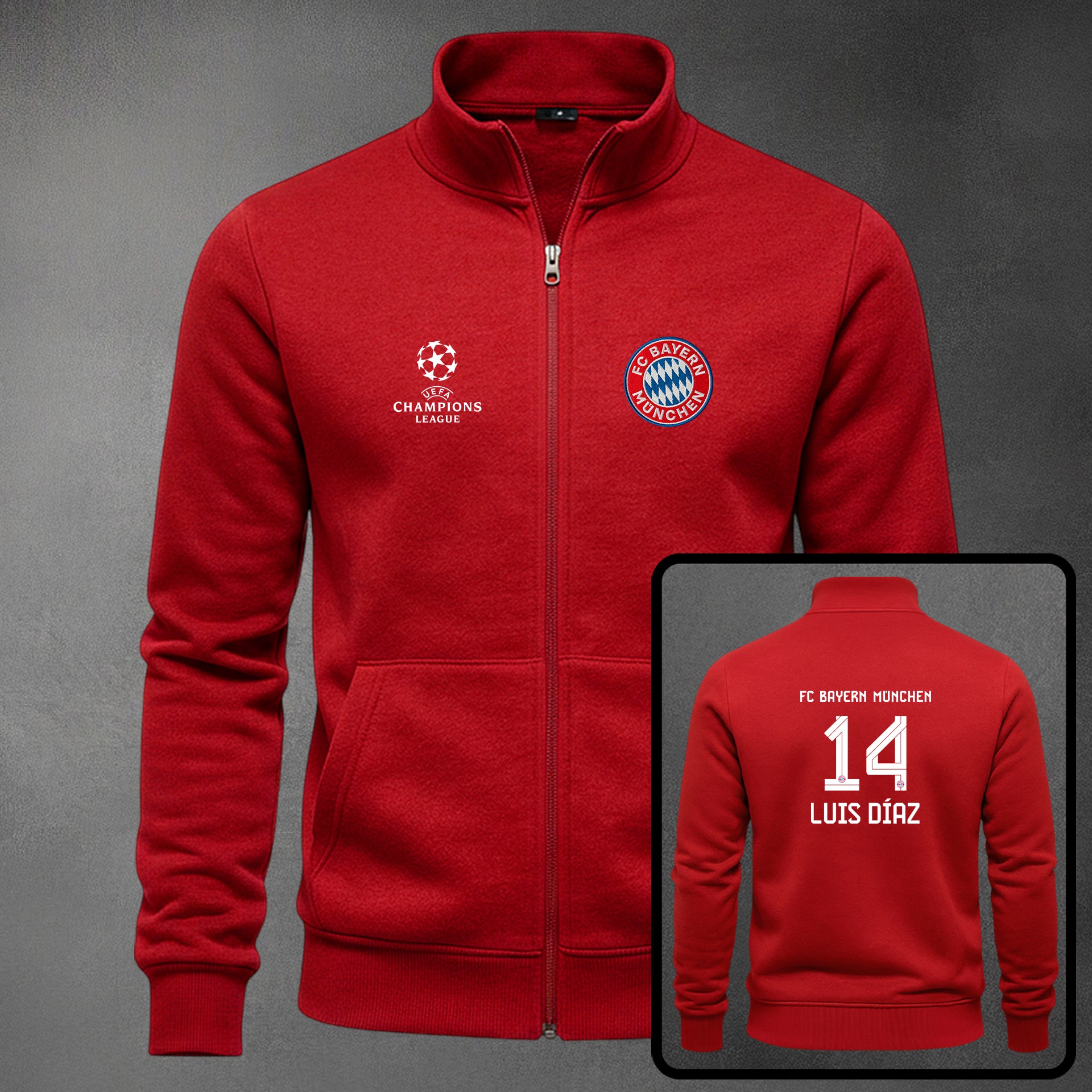 🔴⚪🔥 Buzo Cuello Alto Bayern Múnich Bordado