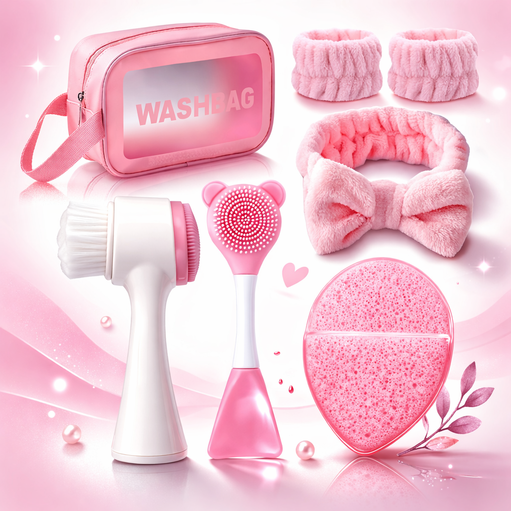 Set Facial y Cosmetiquera Rosa