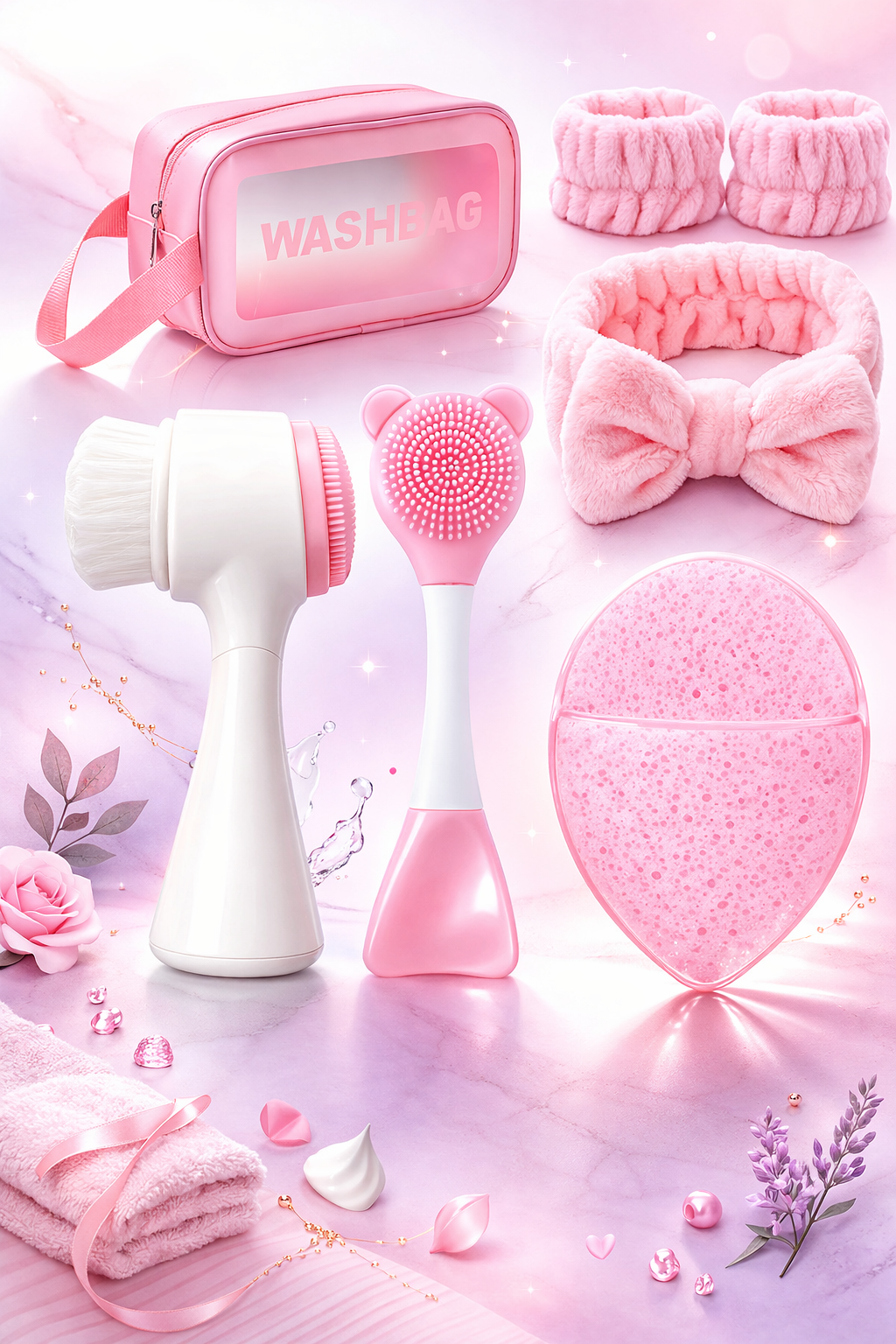 Set Facial y Cosmetiquera Rosa